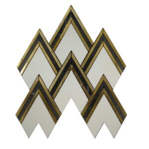 MG824 - AURORA HERRINGBONE Gold Marble Mosaic