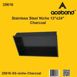 SN1324CC-25616 Stainless Steel SHOWER NICHE Charcoal 13X24 (single shelf)