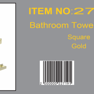 SetSQ3PCGD-27191 Towel Bar Square, Set of 3PC (Gold)