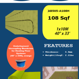 AB505-A108H WATERPROOF-HEATED UNDERLAY-ROLL-108-SQF