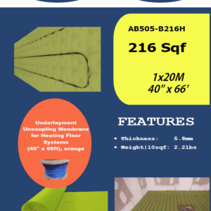 AB505-B216H WATERPROOF-HEATED UNDERLAY-ROLL-216-SQF